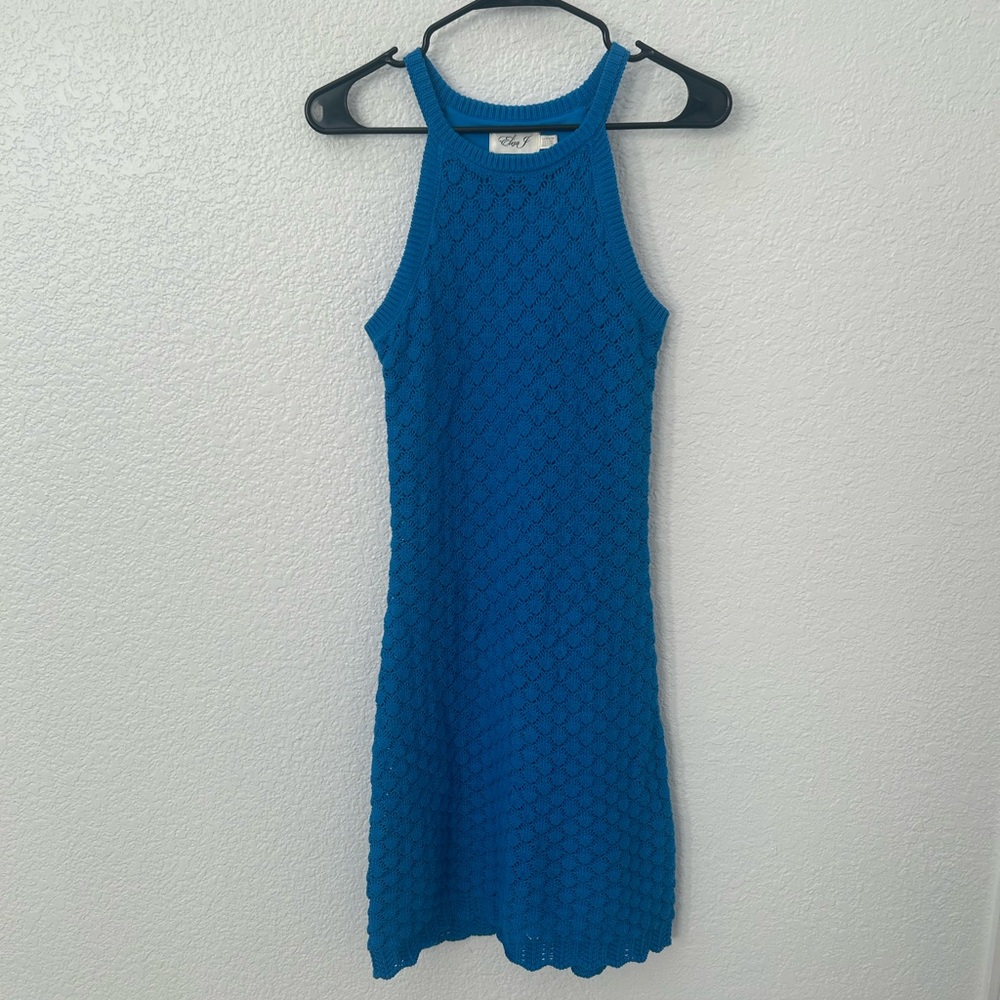 Vibrant Blue Sleeveless Knit Halter Mini Dress | Eliza J (size xs)